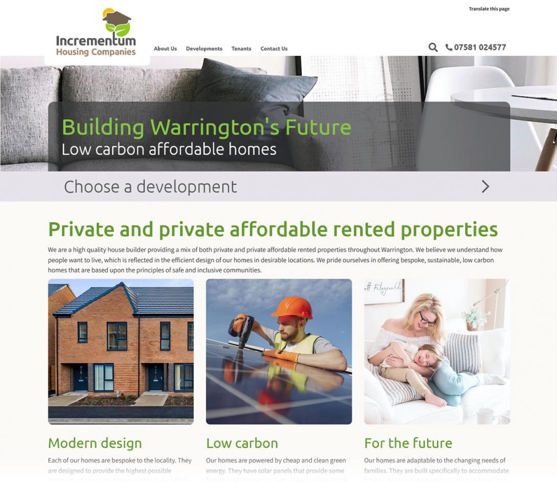 Incrementum Housing website screenshot