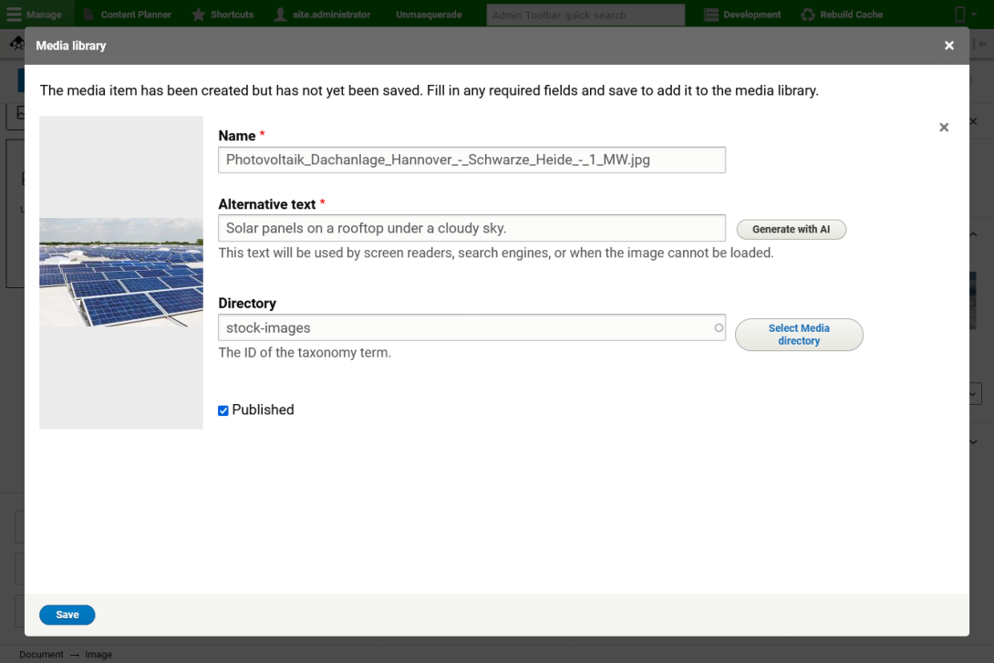 Adding an image in the Platform.