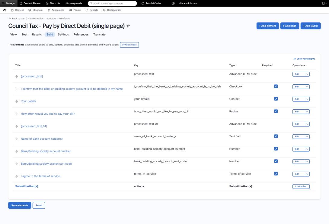 single page webform