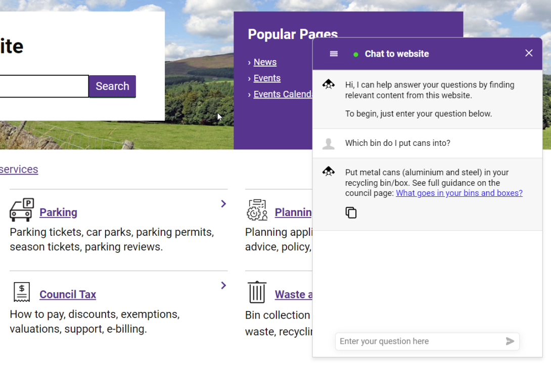 Chat to website AI assistant
